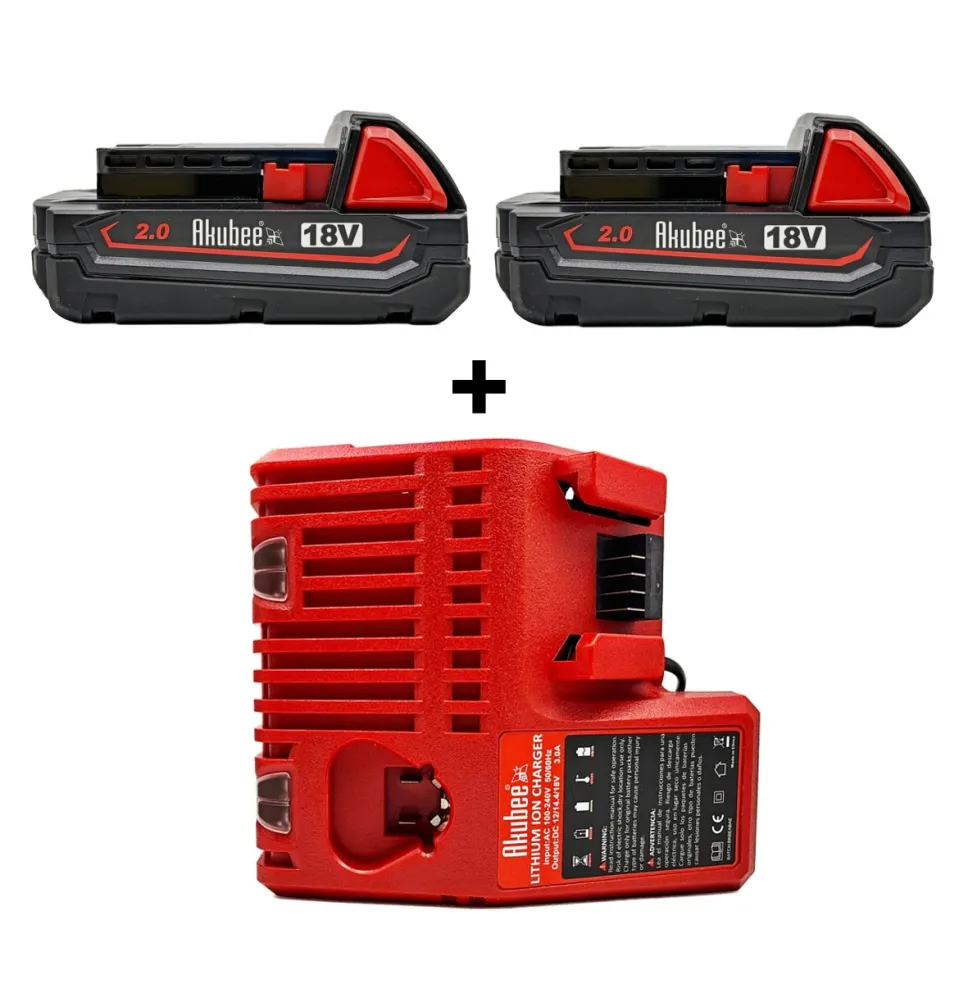 Batérie 18V 2.0Ah a nabíjačka kompatibilná s Milwaukee M18 | Akubee.sk